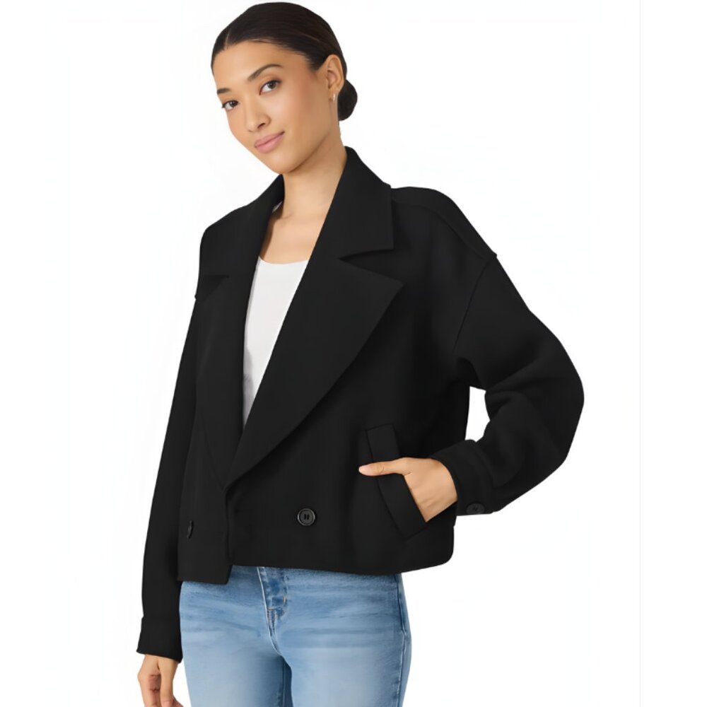 Steve Madden NEW Double Breasted Black Crop Jacket